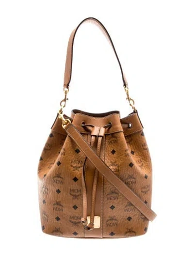Pre-owned Mcm Visetos Bucket Bag In Brown