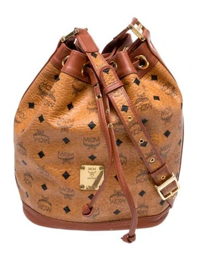 Pre-owned Mcm Visetos Bucket Bag In Neutral