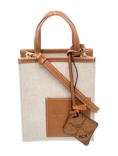 Pre-owned Mcm Visetos Bucket Bag In Neutral