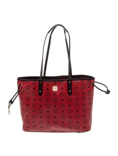 Pre-owned Mcm Visetos Bucket Bag In Red
