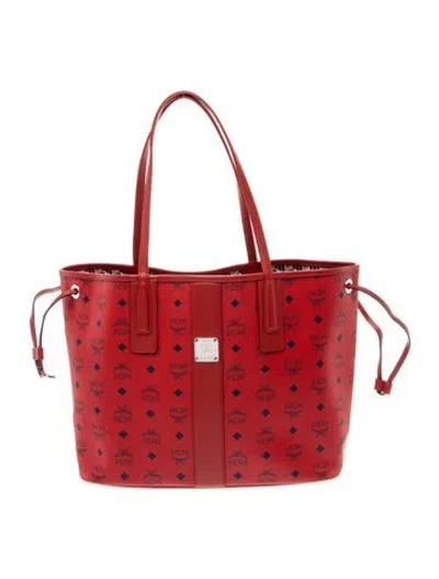 Pre-owned Mcm Visetos Bucket Bag In Red