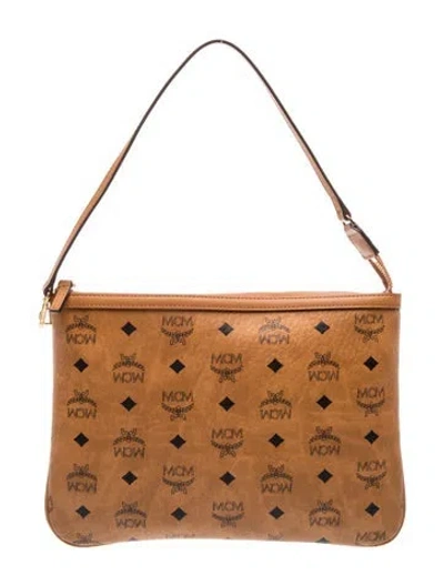 Pre-owned Mcm Visetos Clutch Medium In Brown