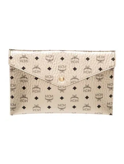 Pre-owned Mcm Visetos Clutch In Metallic/neutrals