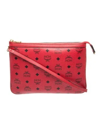 Pre-owned Mcm Visetos Clutch In Red