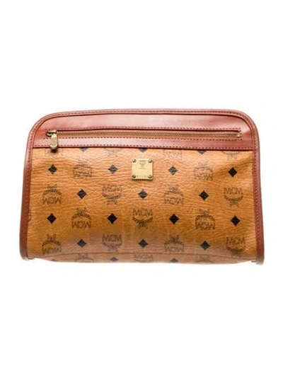 Pre-owned Mcm Visetos Clutch Vintage In Brown