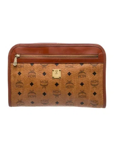 Pre-owned Mcm Visetos Clutch Vintage In Brown