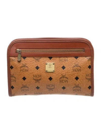Pre-owned Mcm Visetos Clutch Vintage In Brown