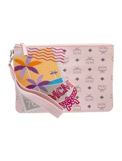 Pre-owned Mcm Visetos Clutch W/ Tags In Pink