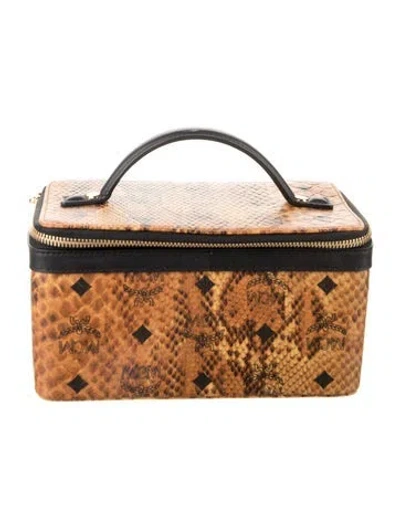 Pre-owned Mcm Visetos Cosmetic Bag In Brown