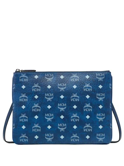 Mcm Visetos Cross Body Pouch In Blue