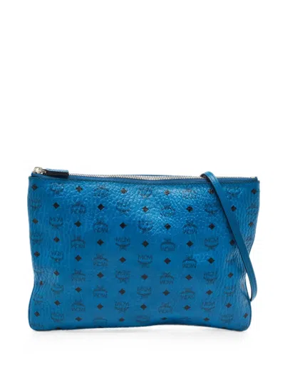 Pre-owned Mcm Visetos Crossbody Bag In Blue