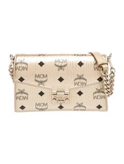 Pre-owned Mcm Visetos Crossbody Bag In Gold/metallic