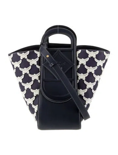 Pre-owned Mcm Visetos Crossbody Bag Large In Blue