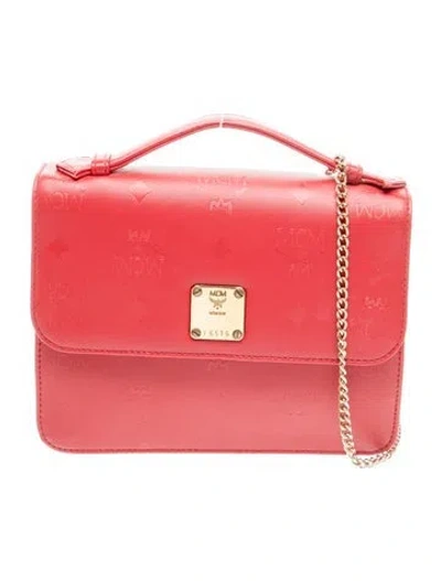 Pre-owned Mcm Visetos Crossbody Bag In Red