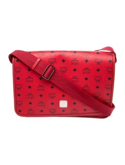 Pre-owned Mcm Visetos Crossbody Bag In Red