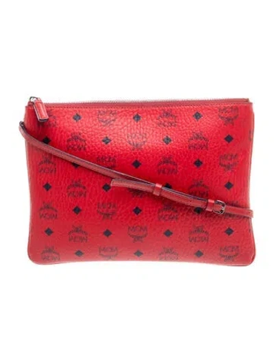 Pre-owned Mcm Visetos Crossbody Bag In Red