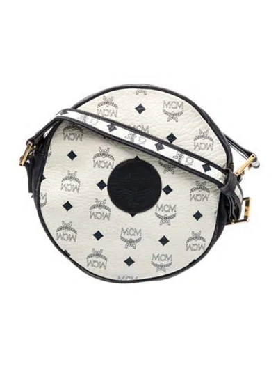 Pre-owned Mcm Visetos Crossbody Bag In White
