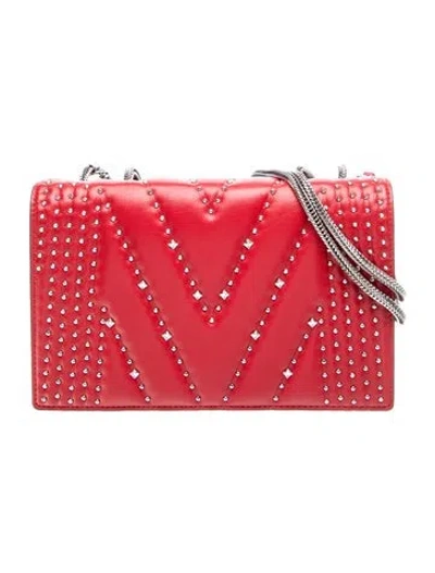 Pre-owned Mcm Visetos Crystal Embellished Bag In Red