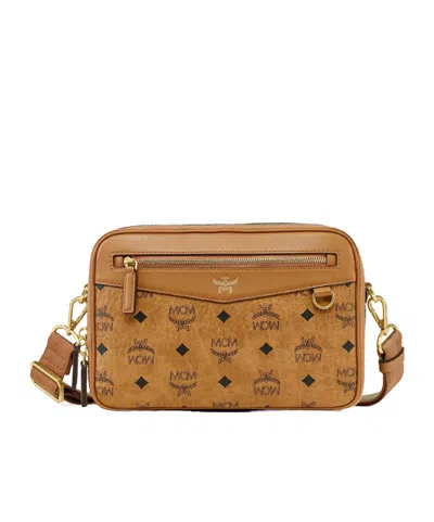 Mcm Visetos Diamond Camera Bag In Brown
