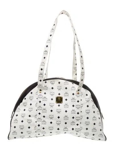 Pre-owned Mcm Visetos Evening Bag In White