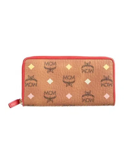 Pre-owned Mcm Visetos Graphic Print Continental Wallet In Brown