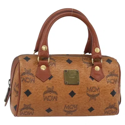Pre-owned Mcm Visetos Handbag Canvas And Leather Canvas Handbag () In Brown