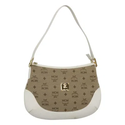 Pre-owned Mcm Visetos Handbag Canvas And Leather Canvas Shoulder Bag Bag () In Sand