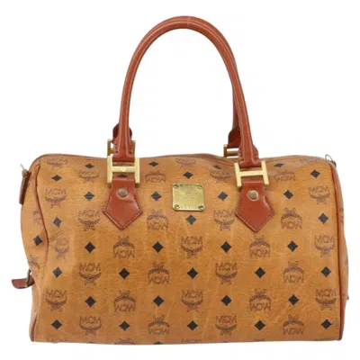 Pre-owned Mcm Visetos Handbag Canvas And Leather Canvas Travel Bag Bag () In Brown