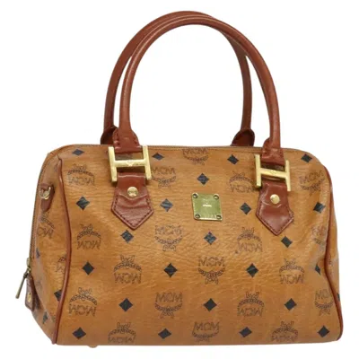 Pre-owned Mcm Visetos Handbag Canvas And Leather Pvc Handbag () In Brown