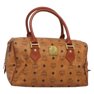 Pre-owned Mcm Visetos Handbag Canvas And Leather Pvc Handbag () In Brown