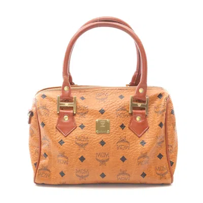 Mcm Visetos Handbag Pvc Coated Canvas Leather In Brown