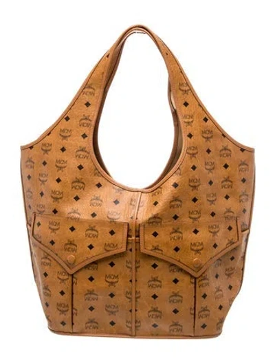 Pre-owned Mcm Visetos Hobo In Brown