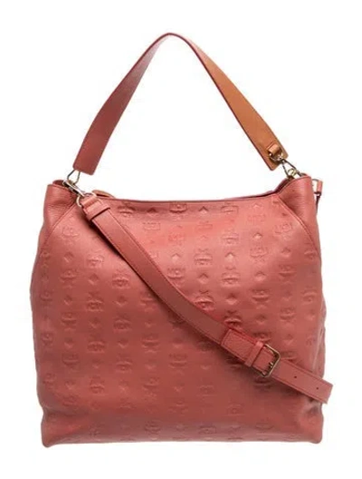 Pre-owned Mcm Visetos Hobo In Pink
