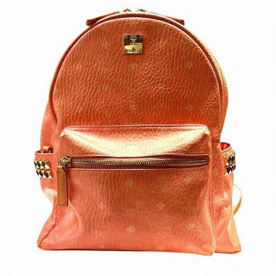 Mcm Visetos Leather Backpack In Pink
