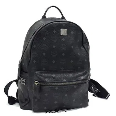Pre-owned Mcm Visetos Leather Backpack () In Black