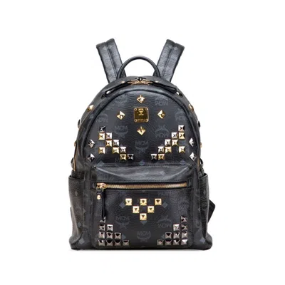 Pre-owned Mcm Visetos Leather Backpack () In Black