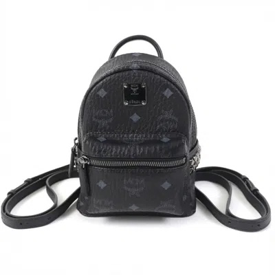 Pre-owned Mcm Visetos Leather Backpack () In Black