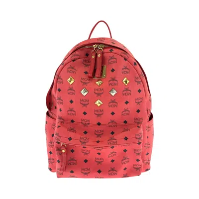 Mcm Visetos Leather Backpack In Red
