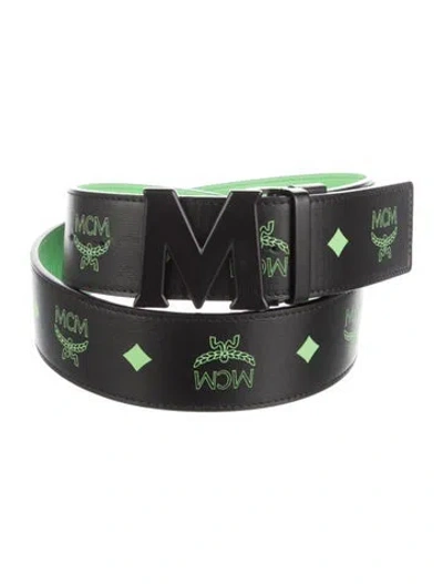 Pre-owned Mcm Visetos Leather Belt In Black