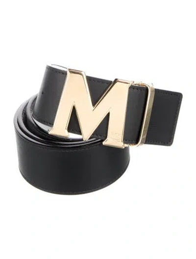 Pre-owned Mcm Visetos Leather Belt In White