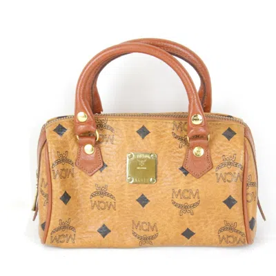 Pre-owned Mcm Visetos Leather Boston Bag () In Brown