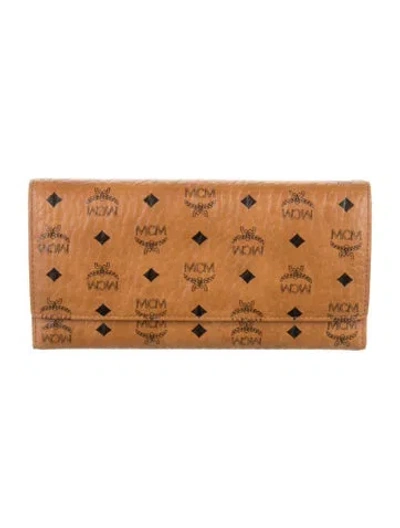 Pre-owned Mcm Visetos Leather Continental Wallet In Brown