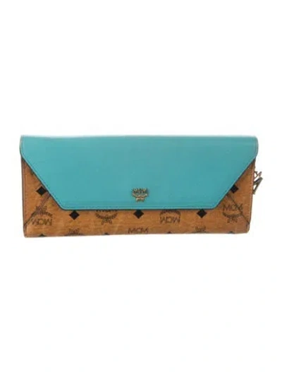 Pre-owned Mcm Visetos Leather Continental Wallet In Brown