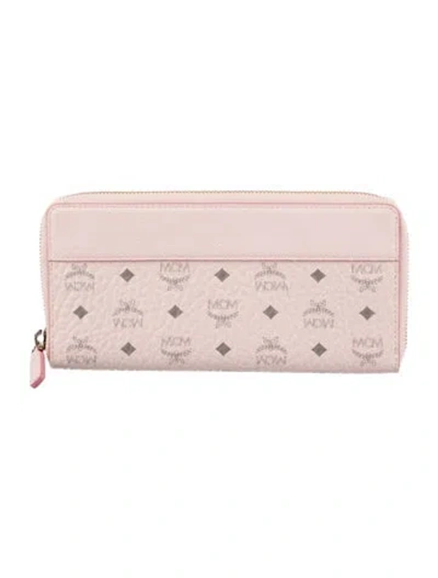 Pre-owned Mcm Visetos Leather Continental Wallet In Pink