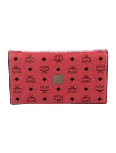 Pre-owned Mcm Visetos Leather Continental Wallet In Pink