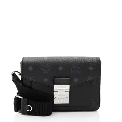 Mcm Visetos Leather Millie Small Crossbody In Black