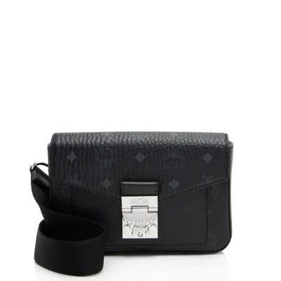 Mcm Visetos Leather Millie Small Crossbody In Black