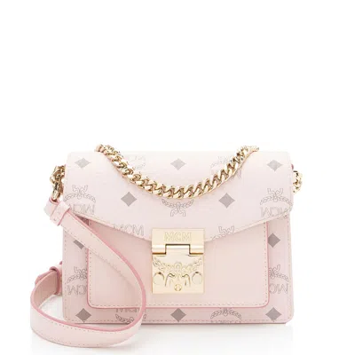 Mcm Visetos Leather Patricia Mini Flap Crossbody In Pink