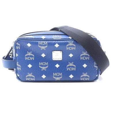 Mcm Visetos Leather Shoulder Bag Blue