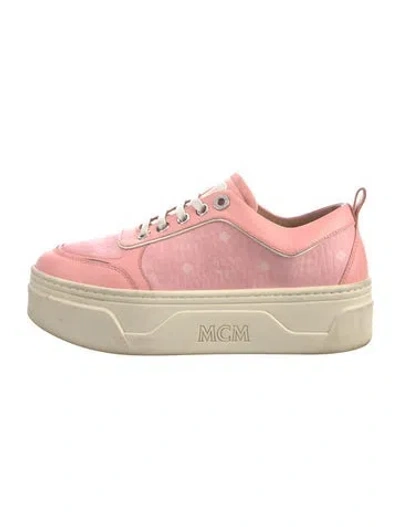 Pre-owned Mcm Visetos Leather Sneakers In Pink